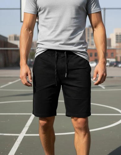 Bermuda Short Gabardina Hombre Premium Con Jareta Y Resorte
