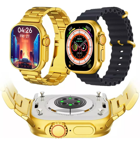 Relógio Digital Masculino Dourado Smartwatch Ultra + Brinde