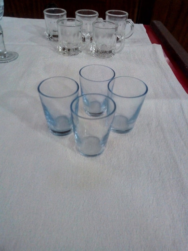 4 Vasos Azules De Licor Cristal Antiguos