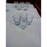 4 Vasos Azules De Licor Cristal Antiguos