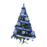 Arbol De Navidad Tronador Lujo 1,80mts Pino Decorado Azul