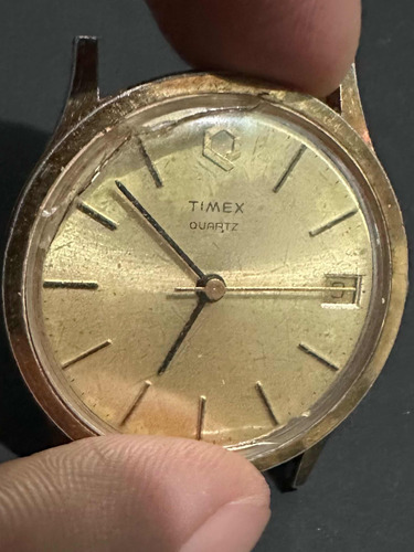 Reloj Timex Vintage Chapado En Oro, Dial Dorado Para Reparar