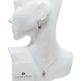 Conjunto Aros Y Collar Cristal Swarovski Gota 16mm Plata 925