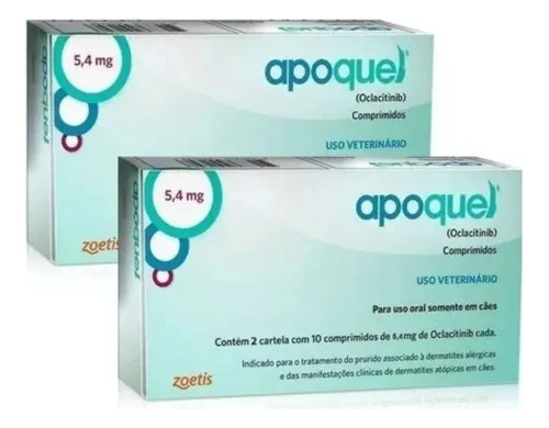 2 Apoquel 5,4 Mg Dermatite Anti Coceira Cães Cão 40 Comp Kit