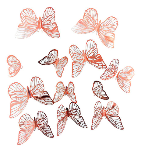 Mariposas Decorativas 3d Papel Pared Oro Rosa