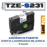 Cinta Tze-s231 Para Rotuladora Brother Modelo Pt, 12mm X 8m 