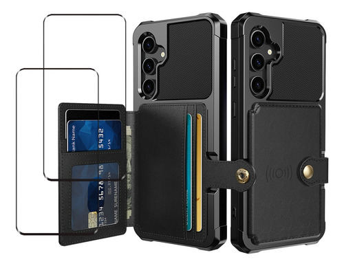 Capa De Couro Magnetic Cards Slot Wallet Para Samsung