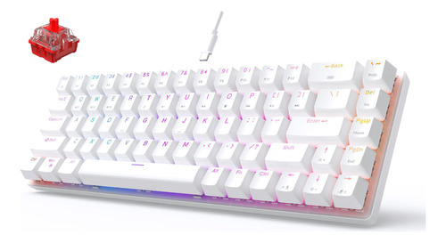 Teclado Gamer Rgb Inalámbrico Recargable Blanco