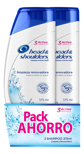 Pack 2 Shampoo Head & Shoulders Limpieza Renovadora 375 Ml 