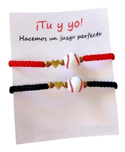 Dúo Pulseras Pelota Béisbol Pareja Novios Macramé Deportes