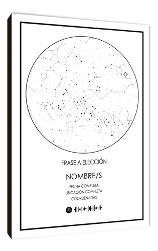 Cuadro Mapa Estelar Con Frase Y Codigo Varios Modelos 15x20