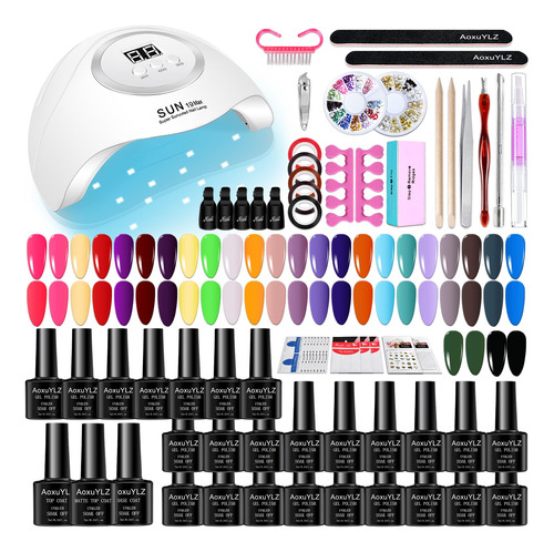 Kit De Esmalte De Unas De 25 Colores, Lampara De Unas Led Uv