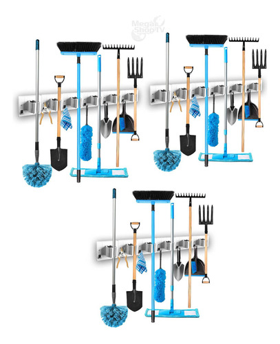 3 Organizadores De Escobas Traperos Portaescobas Colgador X6