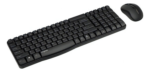 Kit Teclado E Mouse S/fio Rapoo X1800s C/pilhas Cor Do Mouse Preto Cor Do Teclado Preto