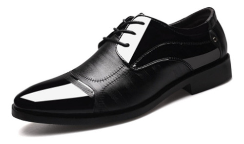 Zapatos De Vestir Caballero Charol Negro Casual Cuero Formal