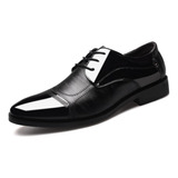 Zapatos De Vestir Caballero Charol Negro Casual Cuero Formal