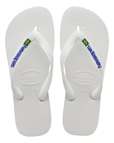 Chinelo Havaianas Brasil Branca Logo Azul - Original