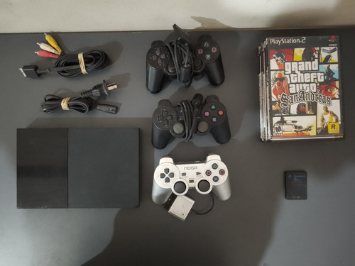 Playstation 2 Slim Usada +3 Joysticks Y 8 Juegos Gratis