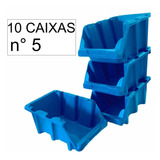 Caixa Parafuso 10 Gaveteiro N° 5 Organizador Prateleira Azul