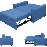 Sofa Cama Convertible 3 En 1 Usb Color Azul Marca Gynsseh 