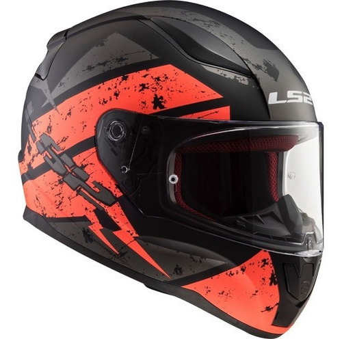 Casco Cerrado Ls2 Rapid Deadbolt Negro / Naranja Mate