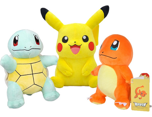 Pikachu,charmander,squirtle Muñecos De Peluche Paquete 3set