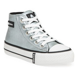 Zapatilla Addnice Vulcan Metalic Plata Con Bolso 2320