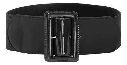 Cinturón Ancho De Moda De Charol Para Mujer, Negro, Grande