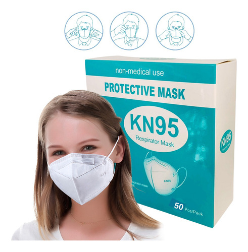 Cubre Bocas Kn95 Mascarilla Kn95 Proteccion Tapabocas 50pzs Color Blanco