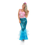 Divertido Disfraz De Sirena Shack Para Mujer, Azul Y Rosa, D