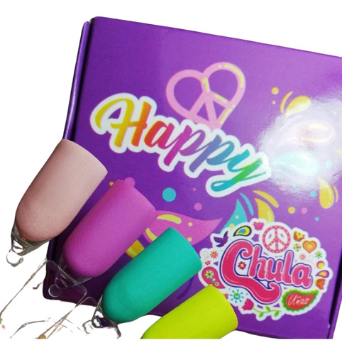 Coleccion De Acrilicos Happy 4 Pzas. Chula Nails