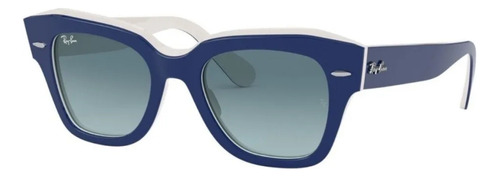 Anteojos De Sol Ray-ban Wayfarer State Street Mediano Con Marco De Acetato Color Polished Blue, Lente Blue De Cristal Degradada, Varilla Polished Blue De Acetato - Rb2186