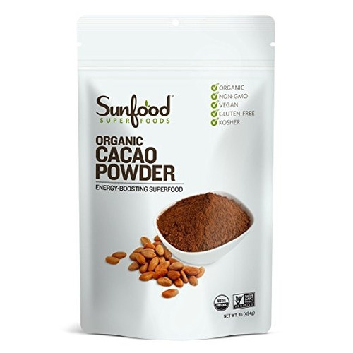 Sunfood Cacao En Polvo, 1 Libra, Orgánica