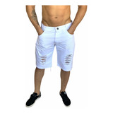 Bermuda Short Jeans Sarja Masculina Beje Vinho Marrom Azul