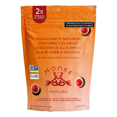 MONKE Endulzante Granulado Natural Fruta del Monje con Stevia y Eritritol – Sin Azúcar, Sin Carbohidratos, Cero Calorías, Keto – 300g | Meses sin interés