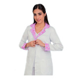 Bata Médica Medica Clínica Mujer Decoración Flores Lila