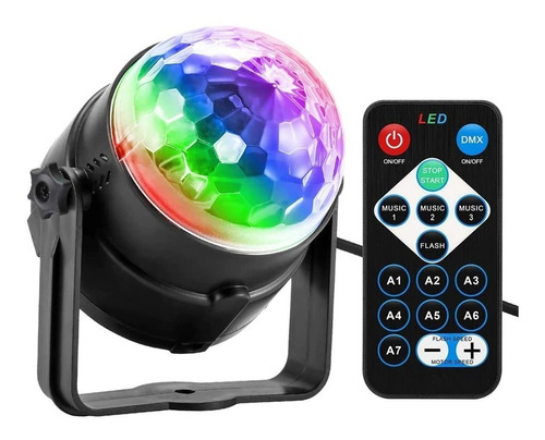 Bola De Disco Led Giratoria Audioritmica 3w Rgb Control 220v