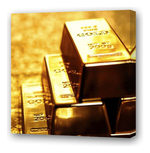 Cuadro 30x30cm Oro Lingotes Valores Gold Moneda Bloque M1