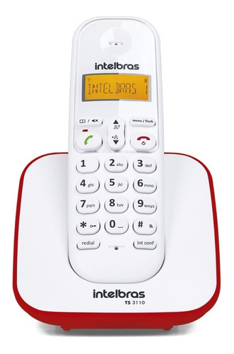 Telefone Sem Fio Digital Intelbras Ts 3110 Branco E Vermelho