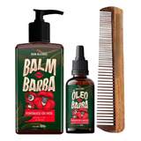 Kit Balm Óleo E Pente Duplo Para Barba Guaraná Don Alcides