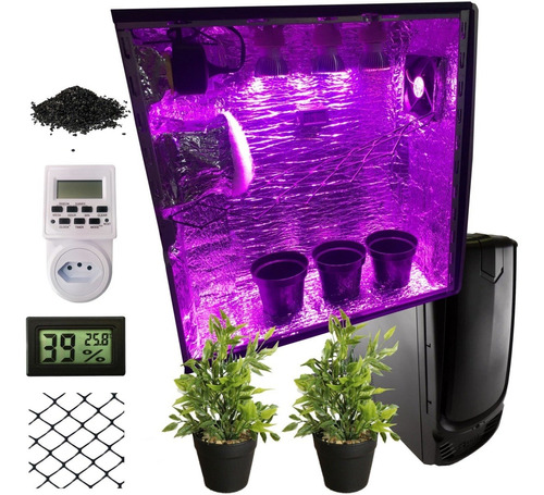 Estufa Pc Grow Cultivo Indoor Led Full Spectrum Filtro Carvã