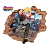 Decoración Anime Vinil Boruto Sticker Naruto Muro Roto 65x55
