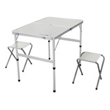 Mesa Portátil Dobrável C/ 2 Banquetas + Maleta Aluminio