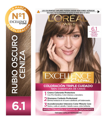  Kit De Coloración Excellence Creme L'oréal Paris Tono 6.1 Rubio Oscuro Ceniza