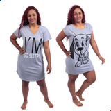 Kit 2 Camisolas Feminina Pijama Confortável Estampada Macia