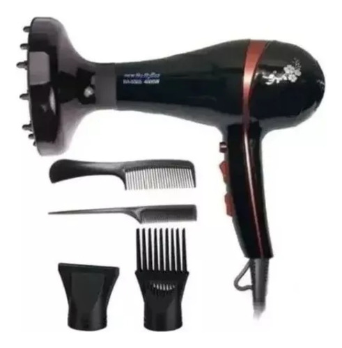 Secador De Pelo Profesional Newbabylls Ba-5505 5 En 1 4000w Color Negro 110v