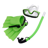 Juego De Snorkel Con Aletas, Gafas, Verde Talla Ue 35 A 39