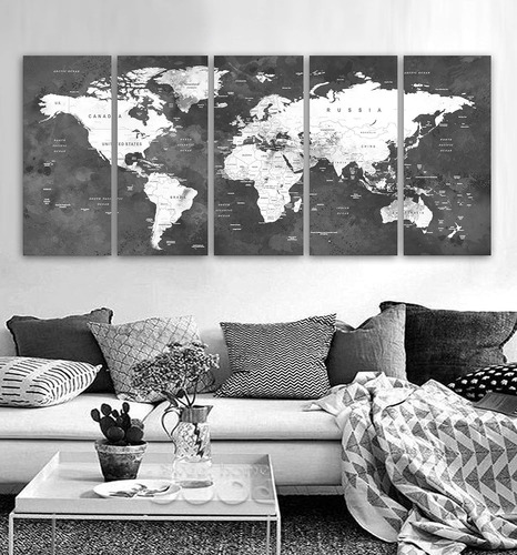 Cuadro De Mapa Del Mundo Para Decorar La Pared Boxcolors