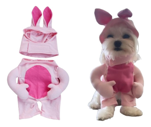 Roupa Pet Fantasia Coelhinha/coelha Rosa Páscoa Cão E Gato