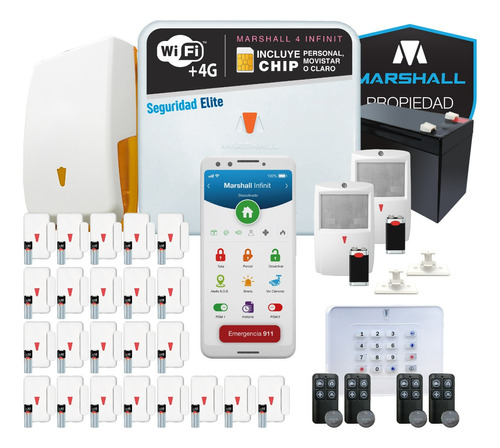 Kit Alarma Marshall 4 4g Wifi Infinit Gprs Chip Teclado Inal